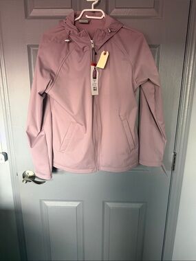 Light Mauve Hooded Utility Jacket with Zip Front